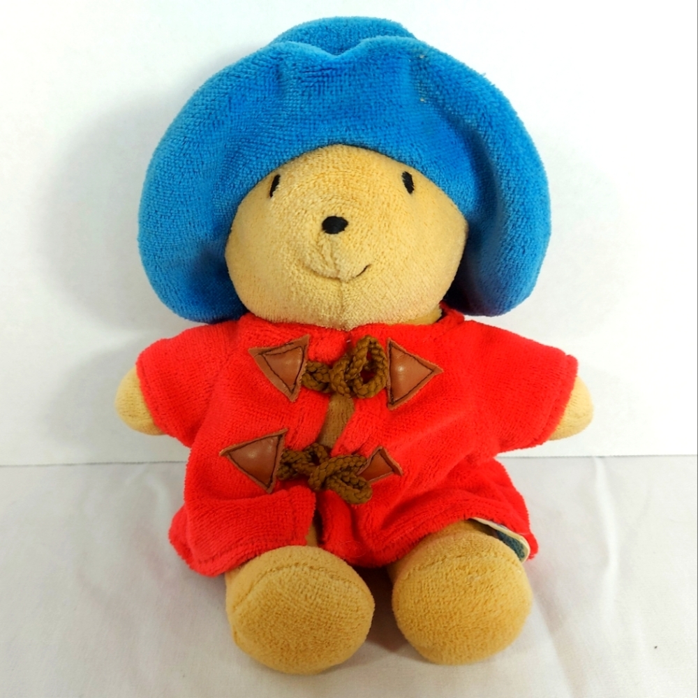 Vintage Eden Paddington Bear 8" Red Coat Blue Hat Plush Stuffed Animal Toy